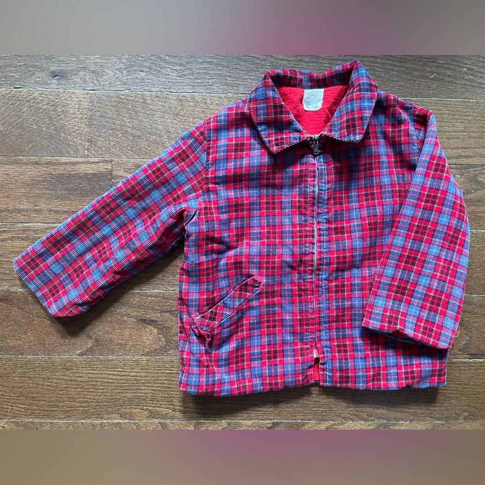 Vintage Plaid Kids Light Jacket - Red and Blue